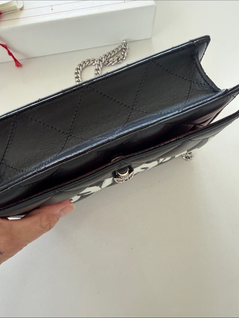 Authentic McQueen Black Quilted Italian Leather Graffiti PRISTINE condition. - Picture 6 of 6
